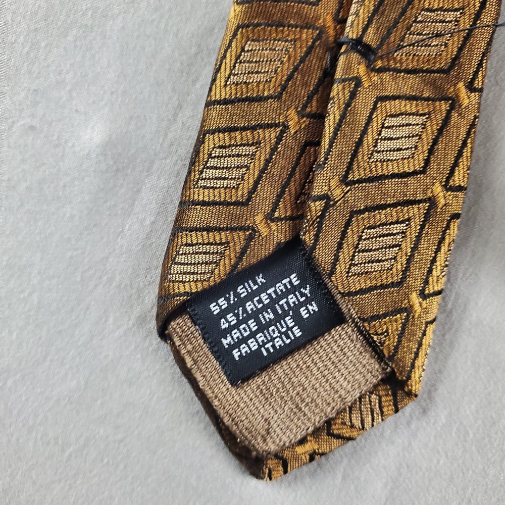 Dolce Gabbana Ties Mens 60 3.75 Gold Geometric Silk Designer Italy Luxury - Picture 11 of 13